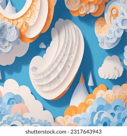 Dimensional Quilled Creations 3D Vector Illustration with Intricate Paper Quilling