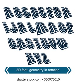 Dimensional shift letters with rotation effect, creative geometric draft characters.