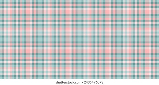 Dimensional textile background check, cool fabric tartan pattern. Shirt seamless vector texture plaid in light and teal color.