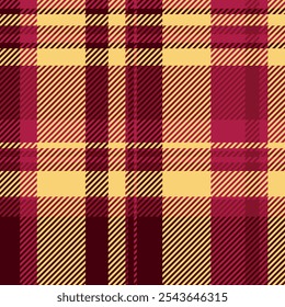Dimensional texture plaid background, colorful pattern check seamless. Checks tartan fabric textile vector in red and amber colors palette.