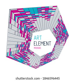 Dimensional vector design of great artistic mosaic square tiles, 3d abstract background as template with copy space for title and text. Usable for brochure, magazine, ad, banner, poster.