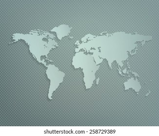 Dimensional World Map With Shadow On A Gray Textured Background