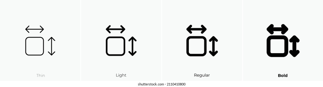 dimensions icon. Thin, Light Regular And Bold style design isolated on white background