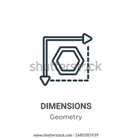 Dimensions outline vector icon. Thin line black dimensions icon, flat vector simple element illustration from editable geometry concept isolated stroke on white background