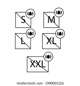 Las dimensiones se superan al pulsar sobre el timbre para la notificación. Tamaño del icono C a XXL