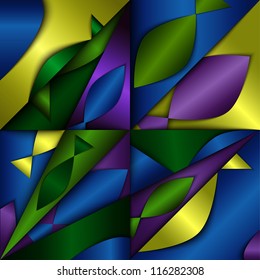 Dimentional abstract background, composition with fish silhouettes