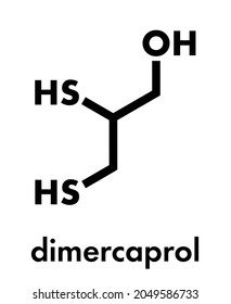 Dimercaprol (BAL, British Anti-Lewisite) metal poisoning antidote molecule. Skeletal formula.