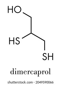 Dimercaprol (BAL, British Anti-Lewisite) metal poisoning antidote molecule. Skeletal formula.