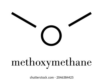 Dimethylether (Methoxymethan, DME)-Molekül. Skelettformel.