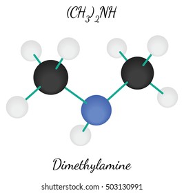 Dimethylamine C2H7N molecule isolated on white