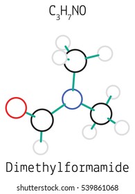 Dimethylformamide C3h7no Molecule Isolated On White Stock Vector ...