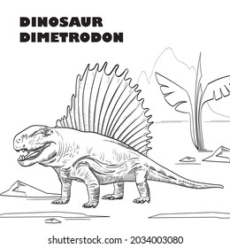 Dimetrodon dinosaur lizard illustration sketch