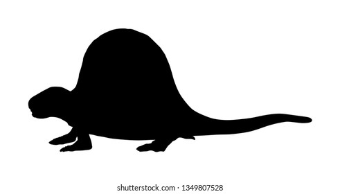 Dimetrodon vector silhouette isolated on white background. Dinosaurs symbol. Jurassic era. Dino sign. Lizard dragon silhouette.