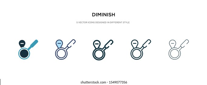 diminish icon in different style vector illustration. two colored and black diminish vector icons designed in filled, outline, line and stroke style can be used for web, mobile, ui