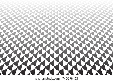 Diminishing perspective view. Fish scales pattern. Vector art.