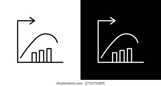Icono de disminución de devoluciones. Símbolo plano simple. Ilustración de pictograma de contorno negro perfecto