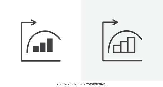 Diminishing returns icon in solid and outlined style