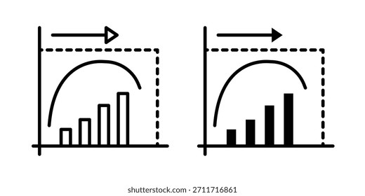 Diminishing returns icon in Thin linear and flat style. sign and symbol set