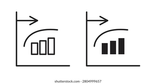 Diminishing returns icons in simple black style symbol sign for apps and website