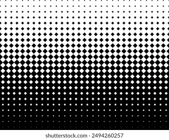 Diminishing squares in staggered order. Geometric pattern on a white background. Seamless in one direction. Average fade out. 