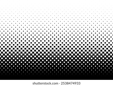 Cuadrados decrecientes en orden escalonado. Patrón geométrico sobre un fondo blanco. Sin fisuras en una dirección. Desvanecimiento promedio. 