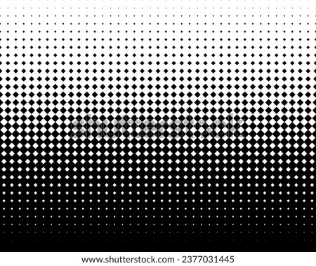 Diminishing squares in staggered order. Geometric pattern on a white background. Seamless in one direction. Long fade out