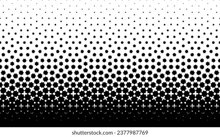 Diminishing stars . Geometric pattern in arabic style on a white background. Seamless in one direction.Average fadeout