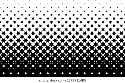 Diminishing stars . Geometric pattern in arabic style on a white background. Seamless in one direction. Average fadeout