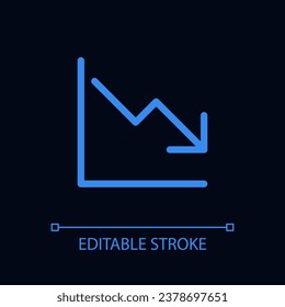 Diminution pixel perfect color linear ui icon for dark theme. Financial forecast. Outline isolated user interface pictogram. GUI, UX design for night mode. Editable stroke. Arial font used