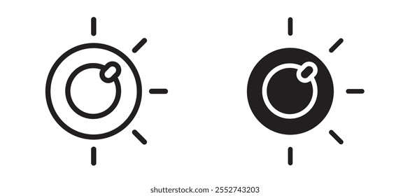 Dimmer vector icon set black filled and outlined style.