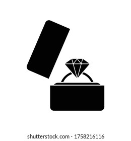 dimond ring in box icon married sign vector