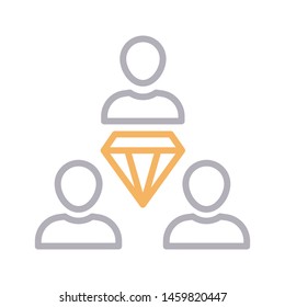 dimond team colour line vector icon