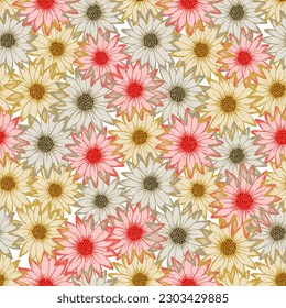 Dimorphotheca naive vector endless rapport. Sunflower blossom with transparent petals. Decorative garden flowerheads fabric design. Adorable botanical rapport.