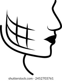Dimple Creation Surgery concept, buccal fat removal vector icon design, Cosmetology or Cosmetologist Symbol, esthetician or beautician Sign, Beauty treatment stock illustration