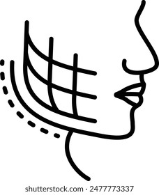 Dimple Creation Surgery concept, buccal fat removal vector icon design, Cosmetology or Cosmetologist Symbol,esthetic beauty outline Sign, Beauty treatment stock illustration