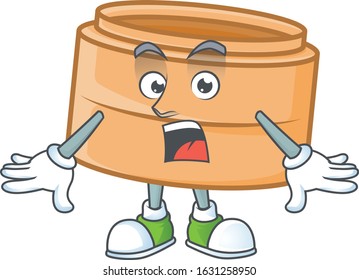 Dimsum basket cartoon character design on a surprised gesture