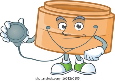 Dimsum basket cartoon character style in a Doctor costume with tools