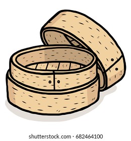 dimsum basket / cartoon vector and illustration, hand drawn style, isolated on white background.