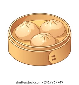 Dimsum Chinese Food Vector Cartoon Illustration