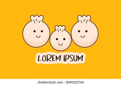 Dimsum Icon Logo Food Cute Cartoon Vector Illustration