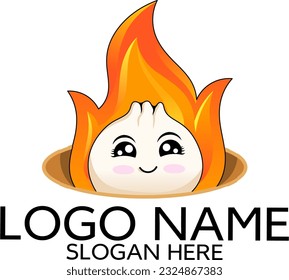 dimsum logo, mascot logo, simple logo, food logo