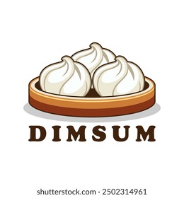 Dimsum logo vector illustration template. Chinese food. Dumpling icon with white background