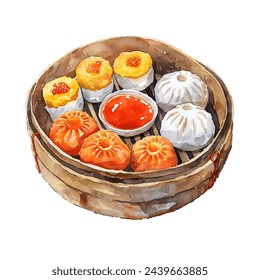 ilustración vectorial de dimsum en estilo de acuarela