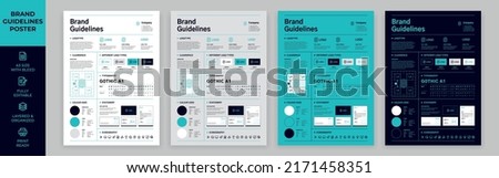 DIN A3 Brand Guidelines Poster Layout Set, Brand Manual Templates, Simple style and modern layout Brand Identity, Brand Guidelines