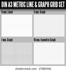 DIN A3 metric line and graph grid set