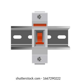 Automatischer Din-Schiene-Leistungsschalter. Vektorillustration im realistischen Stil einzeln auf weißem Hintergrund.