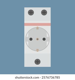 DIN rail power socket of type F. Flat style vector illustration. EPS10