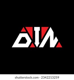 DIN triangle letter logo design with triangle shape. DIN triangle logo design monogram. DIN triangle vector logo template with red color. DIN triangular logo Simple, Elegant, and Luxurious design.