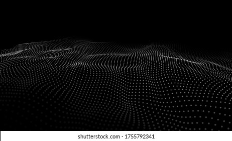 Dinamic wave of dots. background. 3D futuristic illustration.