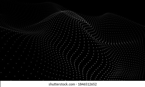 Dinamic wave of dots. background. 3D futuristic illustration.
